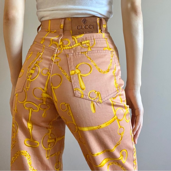 Vintage Gucci horsebit chain printed jeans - Picture 2 of 11